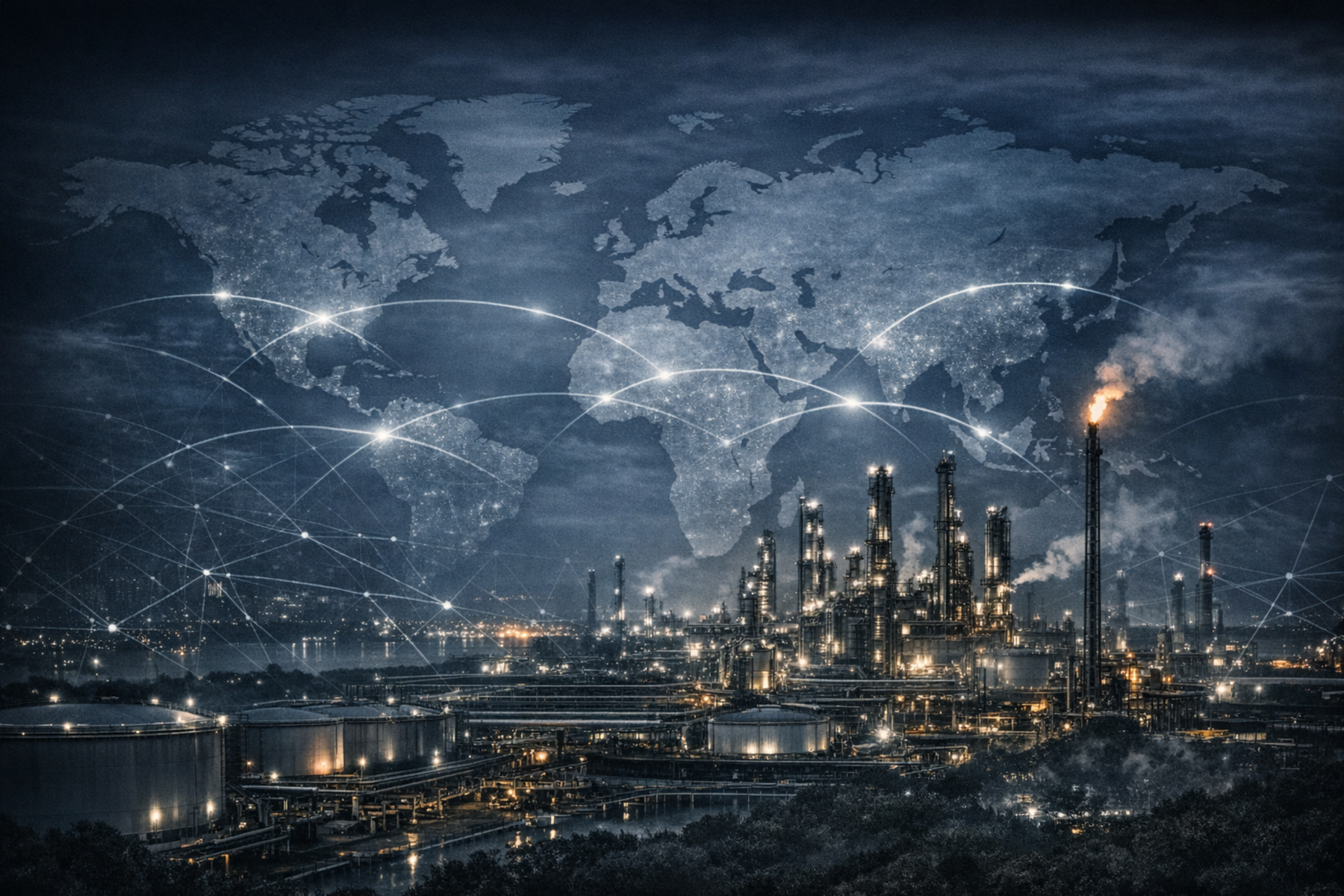 Global petrochemical trade network and refinery infrastructure